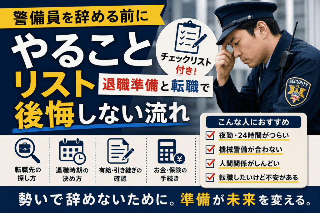 警備員を辞める前にやることリスト｜退職準備と転職で後悔しない流れ