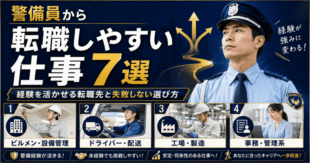 警備員から転職しやすい仕事7選｜経験を活かせる転職先と失敗しない選び方