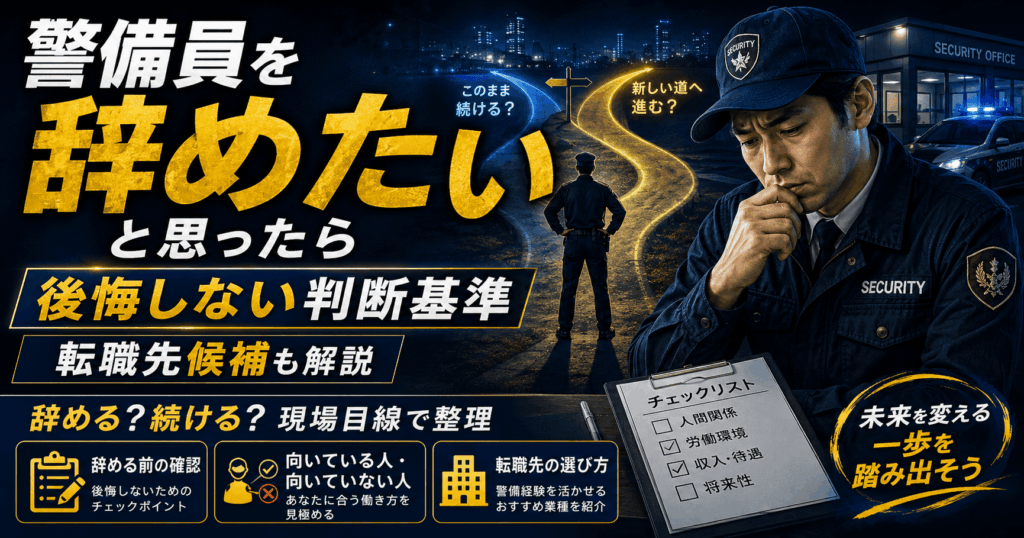 警備員を辞めたいと思ったら｜後悔しない判断基準と転職先候補
