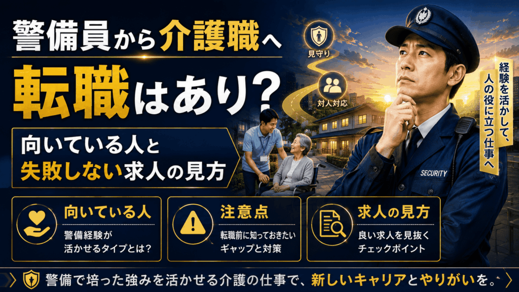 警備員から介護職への転職はあり？向いている人と失敗しない求人の見方